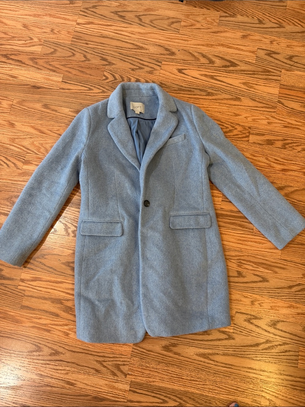 LOFT Powder Blue Single-Button Wool Coat